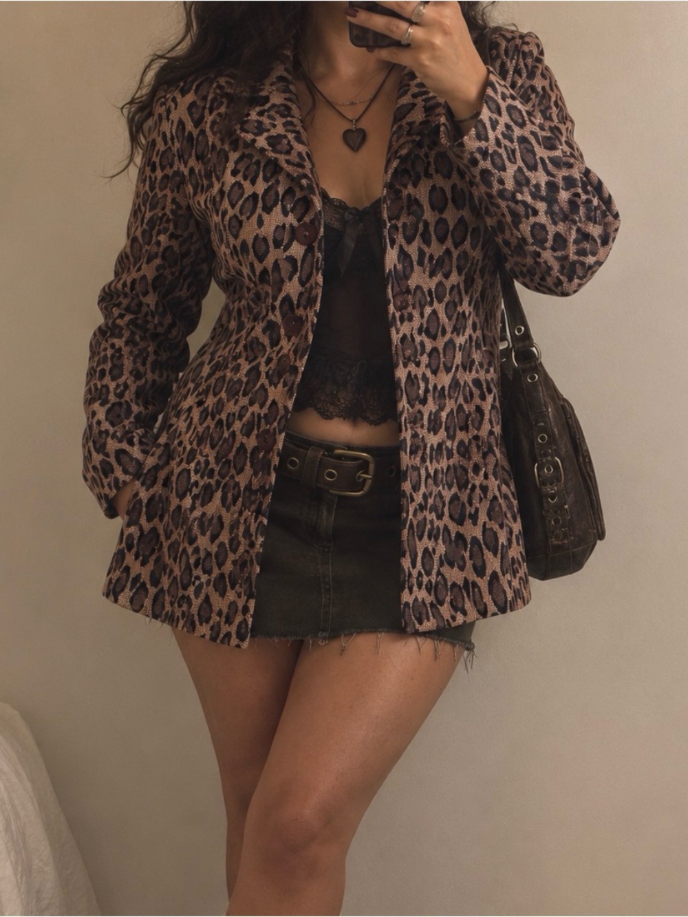 Leopard Print Women's Coat Jacket - Brown